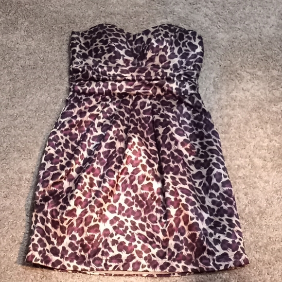 Purple and black cheetah print bustier party dress - Picture 2 of 4